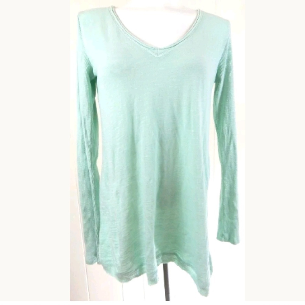 Pure‎ + Good Anthro Green Ribbed Sleeve Tee